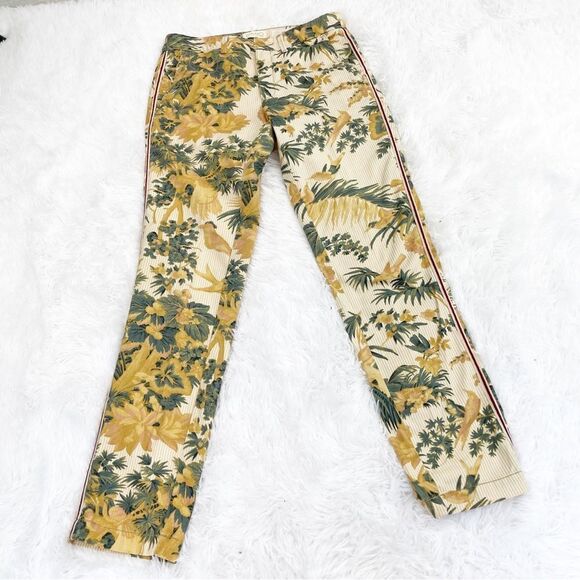 Anthropologie Chino Relaxed Floral Bird Print Trouser Pants - Picture 4 of 8